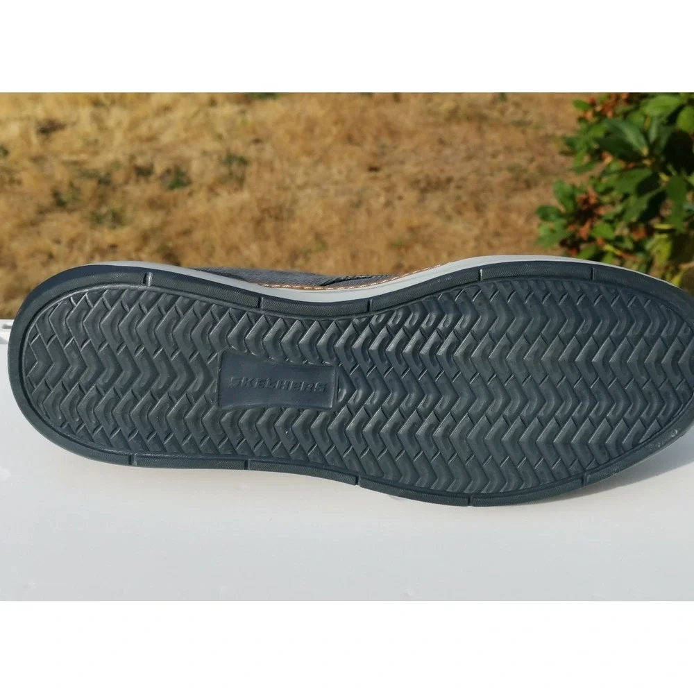 Skechers Men's Size 12 Moreno Ederson #65981W Navy Blue Canvas Oxford Shoes